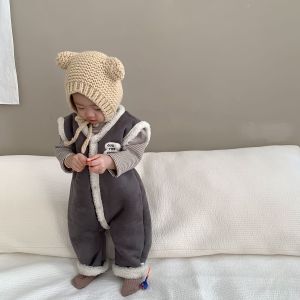 Childrens Winter Warm Clothes Korean Style Baby Outwear Autumn and Winter Outfits Boys Plush Vest Jumpsuit
