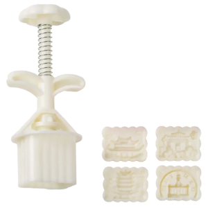 Mooncakes Molds Press 25/50G with 4 Interchangeable Functional Baking Mould for Festival Cookie and Dessert