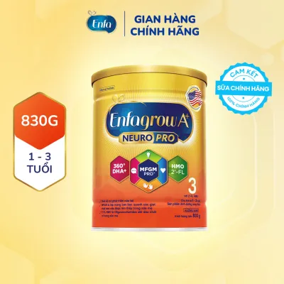 Sữa bột Enfagrow A+ NeuroPro 3 Vị thanh mát 2FL HMO với dưỡng chất DHA & MFGM cho trẻ từ 1–3 tuổi – 830g