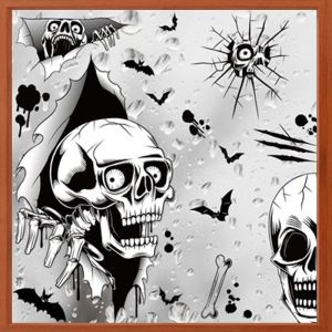 COMBO-Decal HALLOWEEN- Hít tĩnh điện- Khung hình Bát xương ma quái (19)