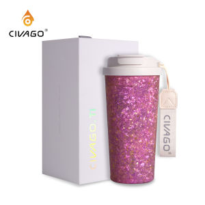 CIVAGO Ti(17oz/510ml)Luxury Pure Titanium Coffee Travel Mug with Gift Box Men & Women Insulated Cup
