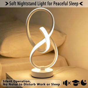 Modern Spiral Infinity Ring LED Desk Lamp Minimalist Twisted Ring Night Light Adjustable Soft Warm Light Table Lamp Abstract Art