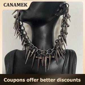 【 CANAMEK 】 Unique Design Sweet Cool Spicy Girl Style Rivet Round Bead Tassel Necklace Waist Chain Womens Personality Niche Design Jewelry