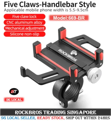 SG Delivery RockBros Bicycle Handphone holder bike phone holder motorcycle handphone holder motorbike phone holder aluminium phone holder bicycle accessories