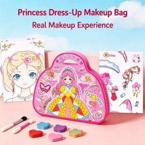 Kids DIY Makeup Bag Toy Sticker Book Nontoxic Princess Dress Up Toy Educational Toy for Girls