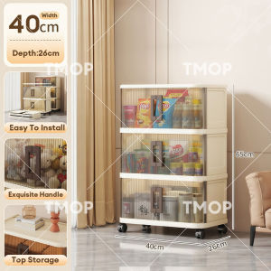 TMOP Cabinet for Clothes Sliding Curtain Door White Wardrobe Clothes Storage Durabox Cabient Organizer with Wheels