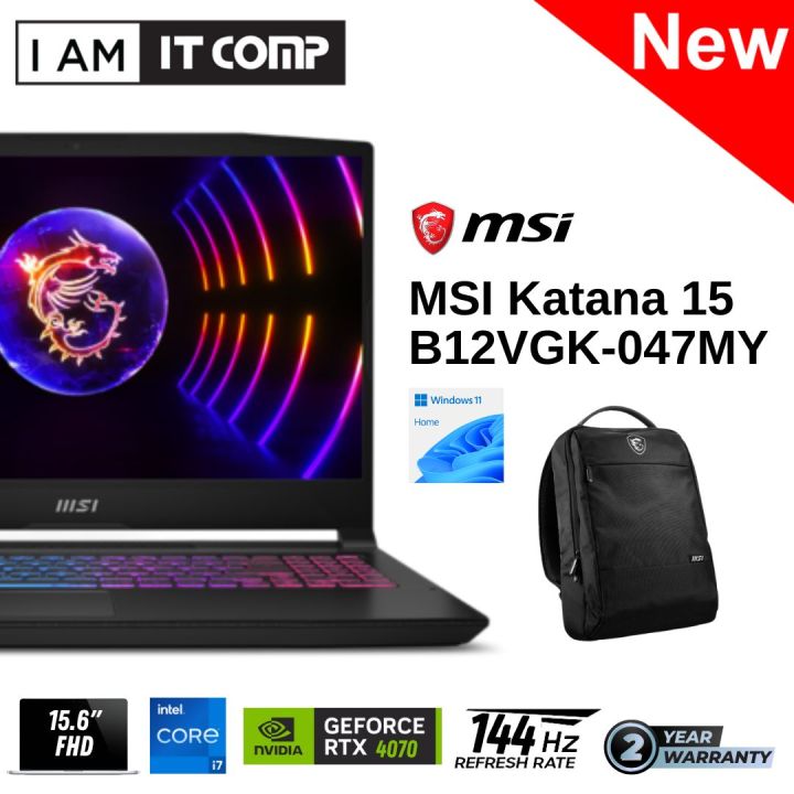 MSI Katana 15 B12VGK-047MY 15.6” FHD 144Hz Gaming Laptop (i7-12650H ...