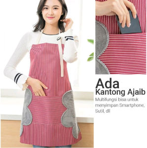 CELEMEK MASAK - APRON WATERPROFF / WATERPROOF OXFORD TEBAL - CELEMEK GARIS