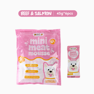 Petsup Dog Wet Food Mini Meat Mousse 6pcs Wet Dog Food Multivitamin Chicken Duck Beef Salmon Puppy Wet Food Treat for Dog Puppy