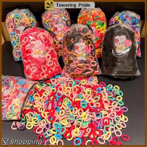 [Towering Pride] 100pcs đầy màu sắc cơ bản Nylon ealstic tóc ban nhạc trẻ em cô gái tóc đuôi ngựa chủ quan hệ scrunchie Mini headwear ban nhạc cao su dây tóc