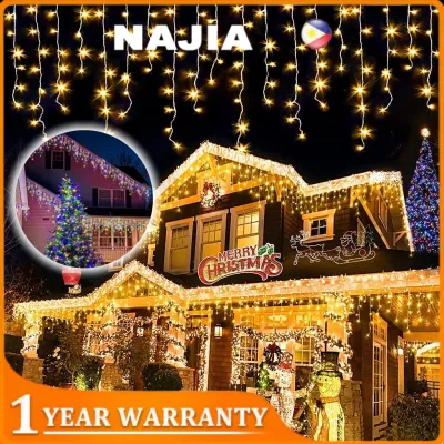 NAJlA LED Christmas light lcicle Waterfall lights Fairy Sting Curtain Lights Festival Lights Eaves Decor for in/0utdoor Curtain Wedding Decor