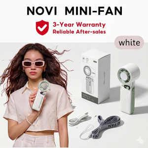 [SG 24H Ship] Novi Mini Fan 199-Speed Cooling Fan Semiconductor Ice Pad 6000mAh Turbo Handheld Portable Fan with LED