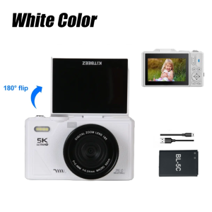 KP-2 Camera - 75MP Digital Camera 18X Zoom 5K Video 180° Flip Selfile Screen Built-in Flash for Vlog Travel Beginner