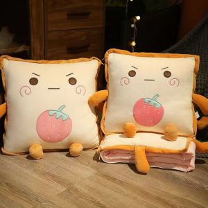 SUNNYFAN Soft Travel Blanket Warm Comfortable Car Pillow Cartoon Embroidery Thickened 2 in 1 Pillow Blanket Office Nap