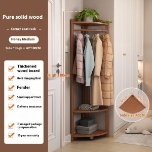 [Cozy ]Clothes Rack Solid Wood Clothes Hanger Multi Functional  Bold Simple Clothes Hanger Stand
