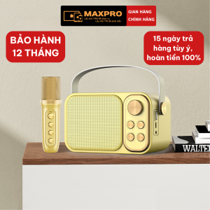 Loa Karaoke Mini Bluetooth kèm 2 Mic không dây công suất lớn Bass mạnh âm thanh vòm cực hay kết nối ĐT máy tínhTivi