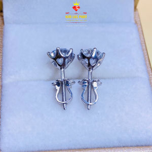 Khuyên tai nữ bạc xi bạch kim 6 chấu nụ đá tròn chuôi vặn size từ 4-8mm Bông tai nam bạc ý S925 xi vàng trắng đẹp Hoa tai bạc thật mạ vàng thiết kế sang trọng và đẳng cấp có bán lẻ 1 chiếc - KIM LỘC PHÁT B6CV