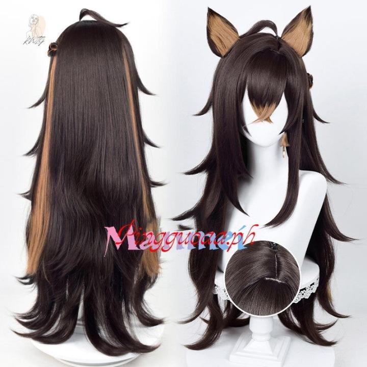 K WIG Genshin Impact Dehya Cosplay Wig 80cm Long Brown Wig