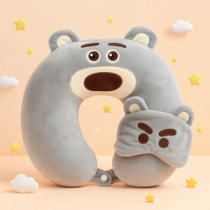 Boneka Bantal Leher Free Penutup Mata Dewasa dan Guling Lotso Karakter Hewan Bantal Leher Karakter Lotso Hewan Lucu Sandaran Travel