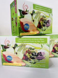 #มายไฟเบอร์#ดีท็อกซ์ ผสมไซเลี่ยมอัส ส้มแขก  กลิ่นแอปเปิ้ล ช่วยระบบขับถ่าย 1 กล่อง 10 ซอง