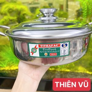 Nồi lẩu inox Tithafac nồi inox nấu lẩuchảo lẩu 2 quai đa năng tiện dụng