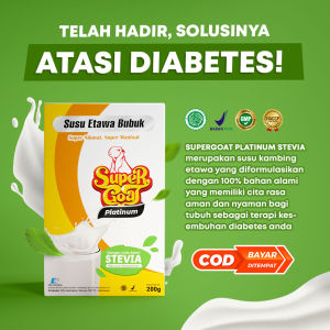 Supergoat Platinum Stevia Rasa Alami Box 200g - Susu Etawa Bubuk Bebas Kolesterol untuk Penderita Diabetes