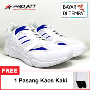 FIURI – Pro ATT - CB 340 PUTIH BIRU 39-43 - Sepatu Kets Pria - Sepatu Sneakers Pria - Sepatu Olahraga Sport  Pria - Sepatu Badminton tekstil - Sepatu Jogging Lari Running Fitness Gym Pria - Sepatu Laki-Laki Cowok - Sepatu Sekolah Bertali