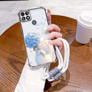 เคสสำหรับ oppo a15 oppo a15s a35 เคสศัพท์แบบนุ่มซิลิโคนกันกระแทก ดีไซน์ใหม่สวยงามลายการ์ตูนดอกไม้แมวพร้อมเชือกคล้องสำหรับสาวๆ SJSTLSHM01