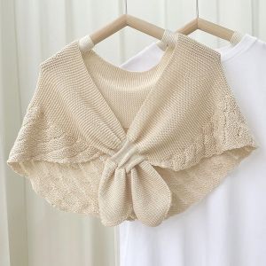CHICKETTI Soft Fashion Cross Thicken Vintage Elegant Women Knitted Scarf Korean Style Shawl Fake Collars Neck Wrap