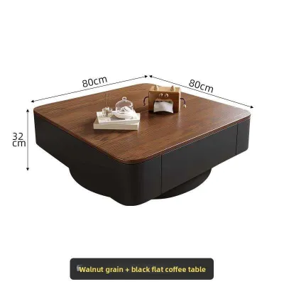 Square Stone Slab Coffee Table Modern Minimalist Light Luxury Living Room High-end Home Use Vintage Style Black Tea Table Minimalist Combination.