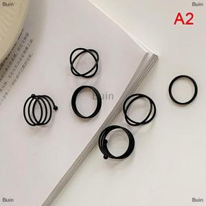 [COD] Buin 3 6pcs Vintage Black Rings Set For Women Girls Punk Metallic Geometric Simple