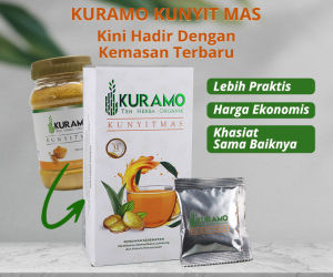 Obat Gastritis Radang Lambung Teh Jamu Bubuk Asli Herbal Kuramo Kunyit Mas 120gr Kemasan Box