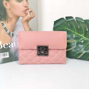 Dompet lipat mini polos kulit sintetis dompet wanita aesthetic murah dengan tempat kartu dan uang