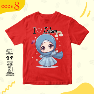 Baju Kaos Islami Anak Perempuan - Atasan Anak Cewek Kartun Hijab Muslim Lucu Usia 1 - 10 Tahun