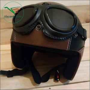 HELM RETRO KLASIC TERBAIK BLACK BROWN PREMIUM
