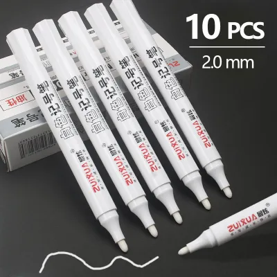 5-10 PCS White Marker Pen 2.0 mm brush tip Waterproof Permanent ink Tire drawing manga pen Art school supplies