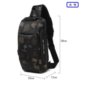 OZUKO Sling Bag USB Anti-Theft Mens Chest Beg with Password Lock New Casual Crossbody Shoulder Waterproof Oxford Cloth