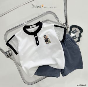 BE151 Set bộ áo thun quần đùi BEEMO quần áo cho bé trai đi chơi đi học phong cách Hàn Quốc
