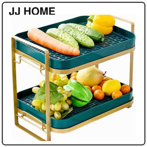 【JJ HOME】Golden Frame Drainage Rack Multifunctional Kitchen Tray Fruits Vegatables Nordic Minimalist Organizer
