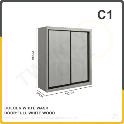 [SG Seller] Twentyone Solid Plywood Sliding Door Wardrobe (5FT /6FT Available + Free Installation)