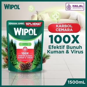 Wipol Pembersih Lantai Cairan Disinfektan Karbol Cemara 1500 mL