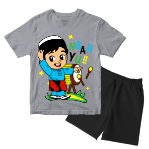 Baju Kaos Setelan Motif Bukber Kids Ramadan Distro Anak Laki Laki Edisi Lebaran Muslim 1 - 10 Tahun