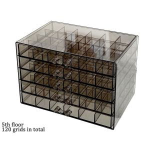 THANKSKY Acrylic Hộp đựng trang sức Kiểu ngăn kéo 120 lưới Hộp phân loại trang sức Phụ kiện làm móng Ngăn chứa Hộp tổ chức nghệ thuật móng tay Vanity