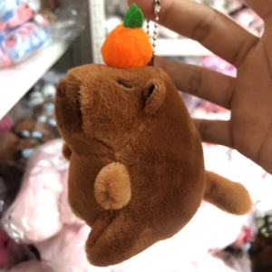 (Super Fan) 13cm Capybara Plush Toy Simulation Turtle Backpack Capibara Stuffed Animals Papa Hand Circle Ring Small size Pendant