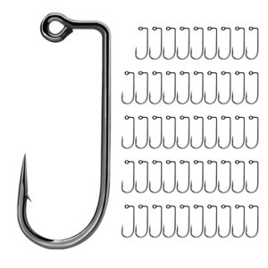 50Pcs/pack Carbon Steel Fishing Barbarian Jig Hook Set Fishing Jig Hook Long Shank High Carbon Steel Aberdeen Jig Hook