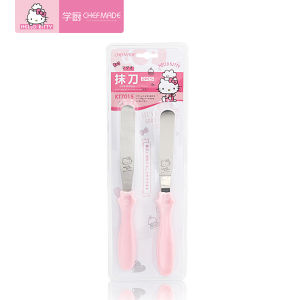 CHEFMADE 2pcs/set Hello Kitty Kitchen Food Grade Stainless Steel Butter Cream Cake Spatula Baking Pastry Baking Cake Decorating Spatula Tool KT7015