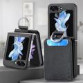 Ốp lưng Samsung Galaxy Z Flip 6 có ngăn đựng thẻ & nhẫn, bao da PU chống sốc, ốp điện thoại có chân đế cho Galaxy Z Flip6 LZQB màu đen. 