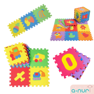 Anuri แผ่นรองคลาน 10 ชิ้น non toxic EVA Pazzle mat แผ่นพื้นกันกระแทกขนาด 30x30 ซม หนา 0.8ซม