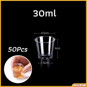 Nurm 50pcs Disposable Plastic Cup Transparent Household Meal Cup Wedding Cups 30ml 50ml
