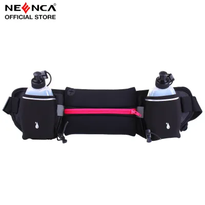 NEENCA Hydration Running Belt with 2 Water Bottles(2 x 300ML) Reflective Running Waist Bag Bum Bag Adjustable Sports Waist Pouch for Marathon Running Hiking Camping Cycling Jogging